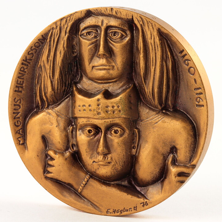 Erik Höglund (1976) Bronze Medallion with King Motif (Magnus Henriksson) 4 cm  [Sample Images]