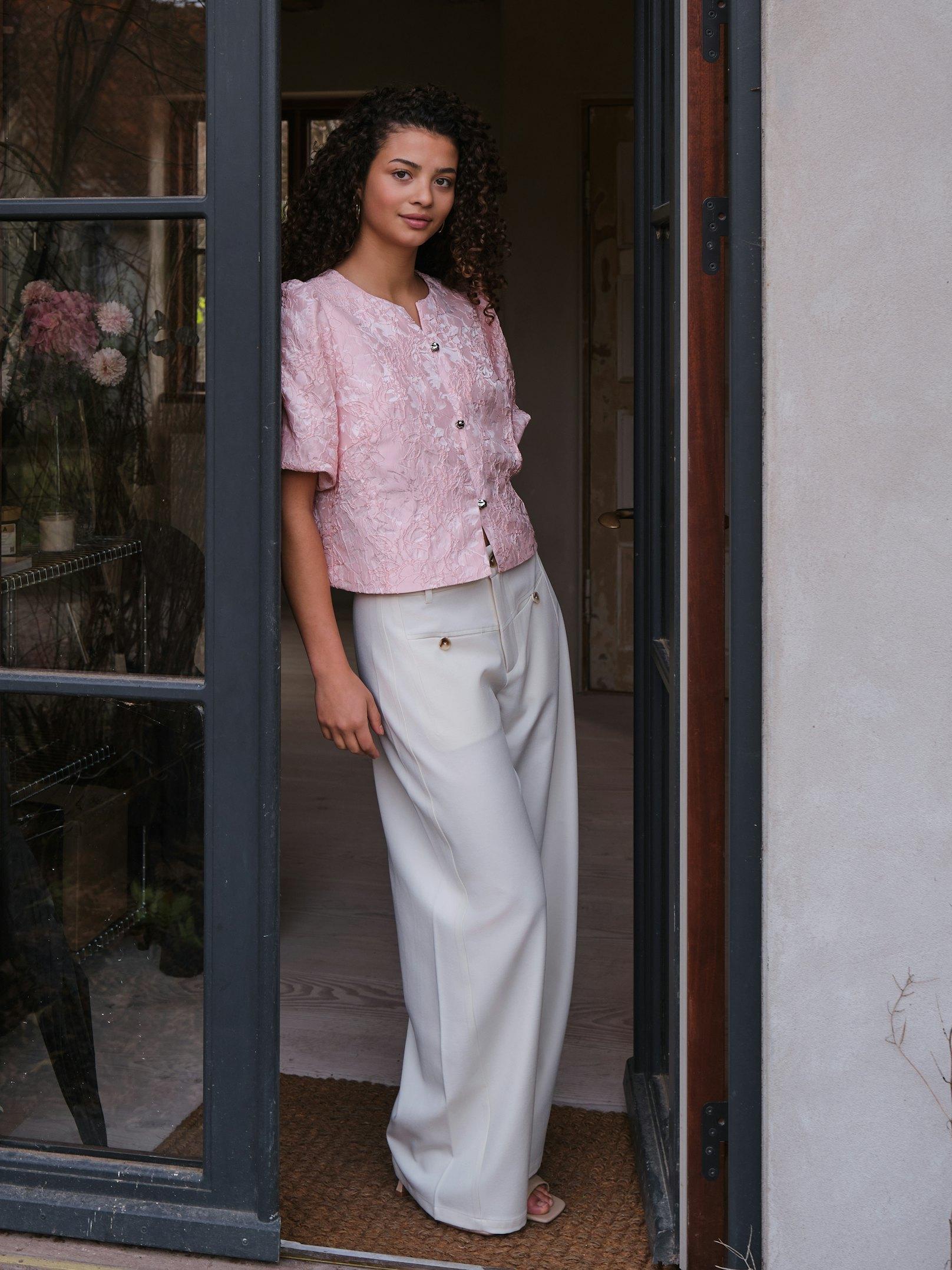 Aisa Soft Brocade Blouse Light pink - 9