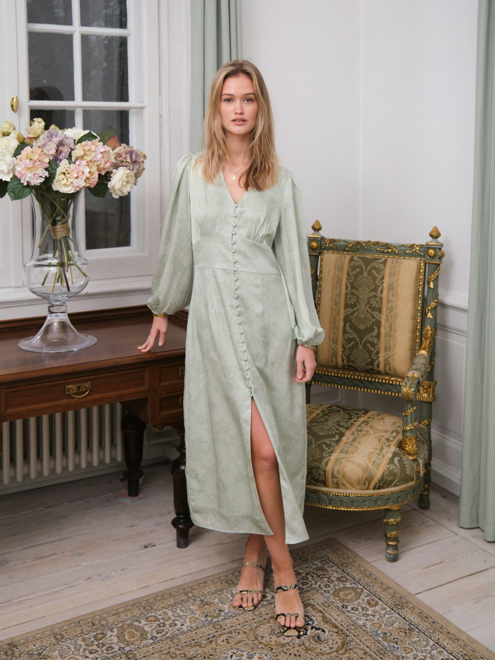 Alto Pattern Sateen Dress Light Green - 6