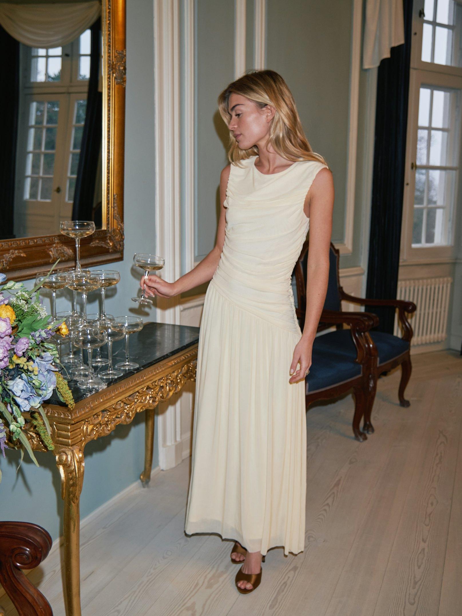 Cludine Mesh Dress Light Yellow - 6