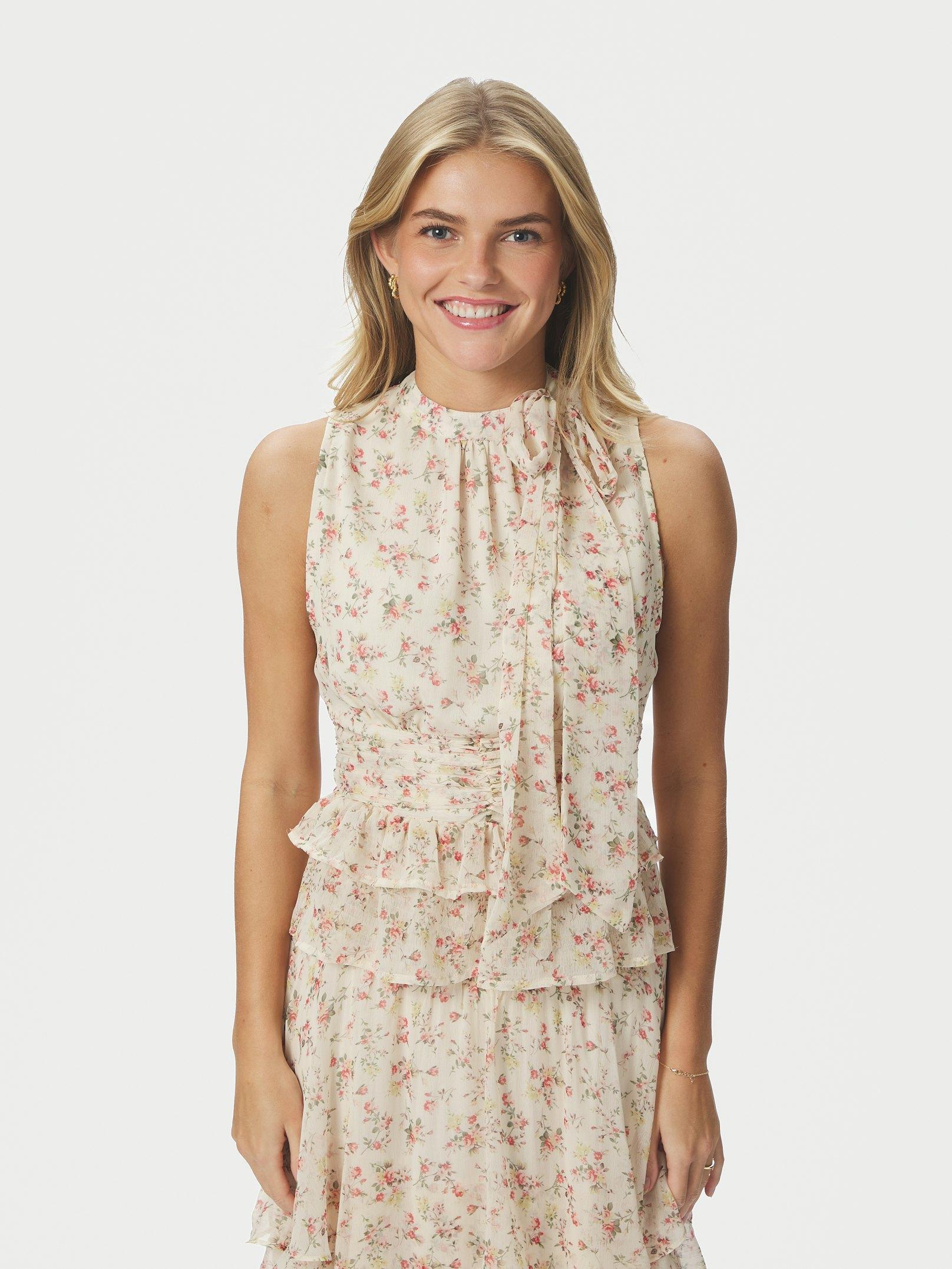 Ansol Meadow Printed Top Creme - 3