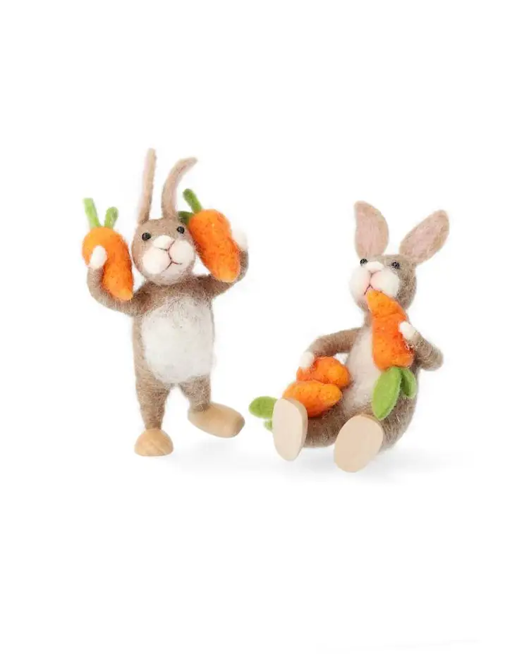 Woolen Rabbit Carrot - 2 pcs mix - 14 cm - 2