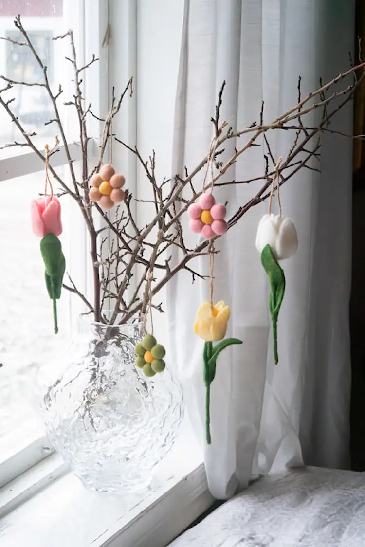 Ull Blommor - 3 st mix - 5 cm