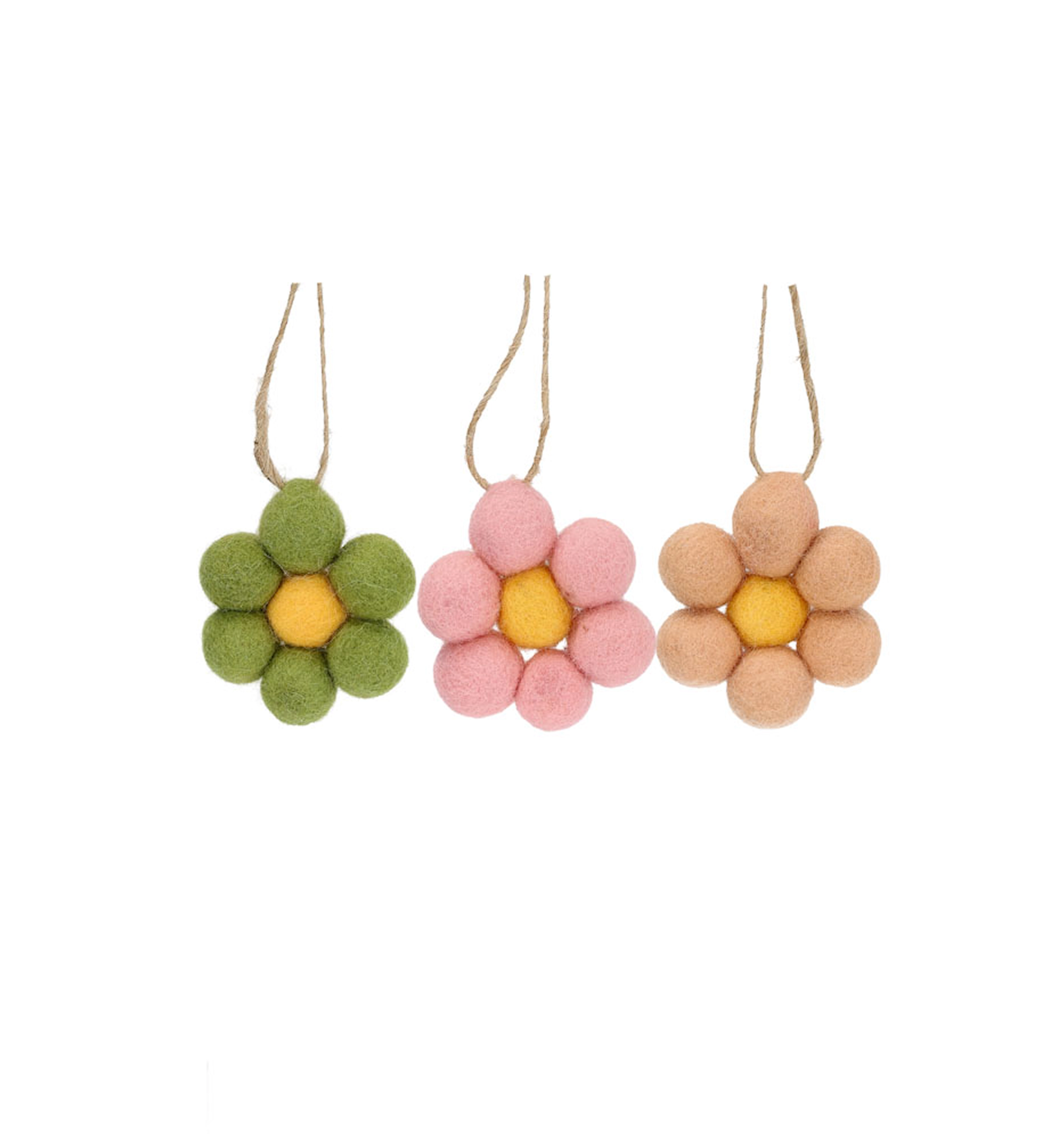 Ull Blommor - 3 st mix - 5 cm - 2