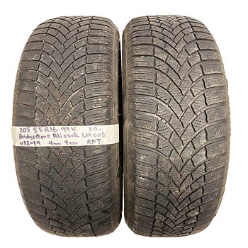 16" BEGAGNADE VINTERDÄCK M+S | 2 st 205/55 R16 94V RFT Bridgestone Blizzak LM005 | V32-19 | 4|4 mm | Z-1