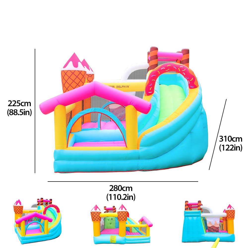 Doctor Dolphin Icecream Hoppborg för barn – Komplett med 450W fläkt - 4