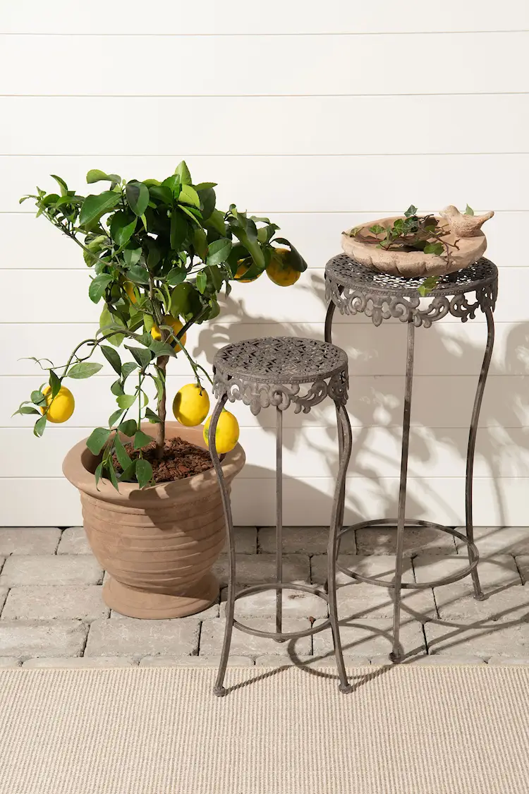 Lace Metal outdoor table - 59/69 cm - 2 pcs