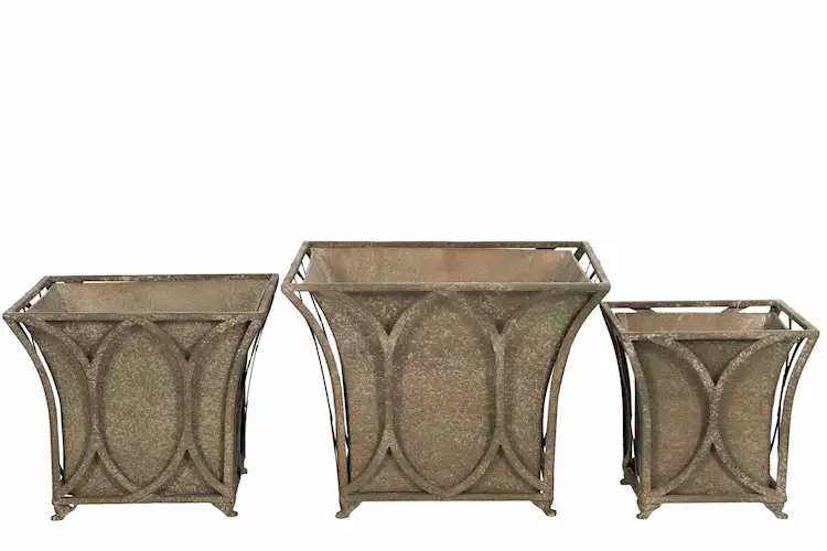 Outdoor Pot Arch Square Metal Green - 21/27/34 cm - 3 pcs - 3