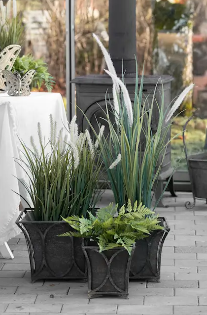 Outdoor Pot Arch Square Metal Green - 21/27/34 cm - 3 pcs