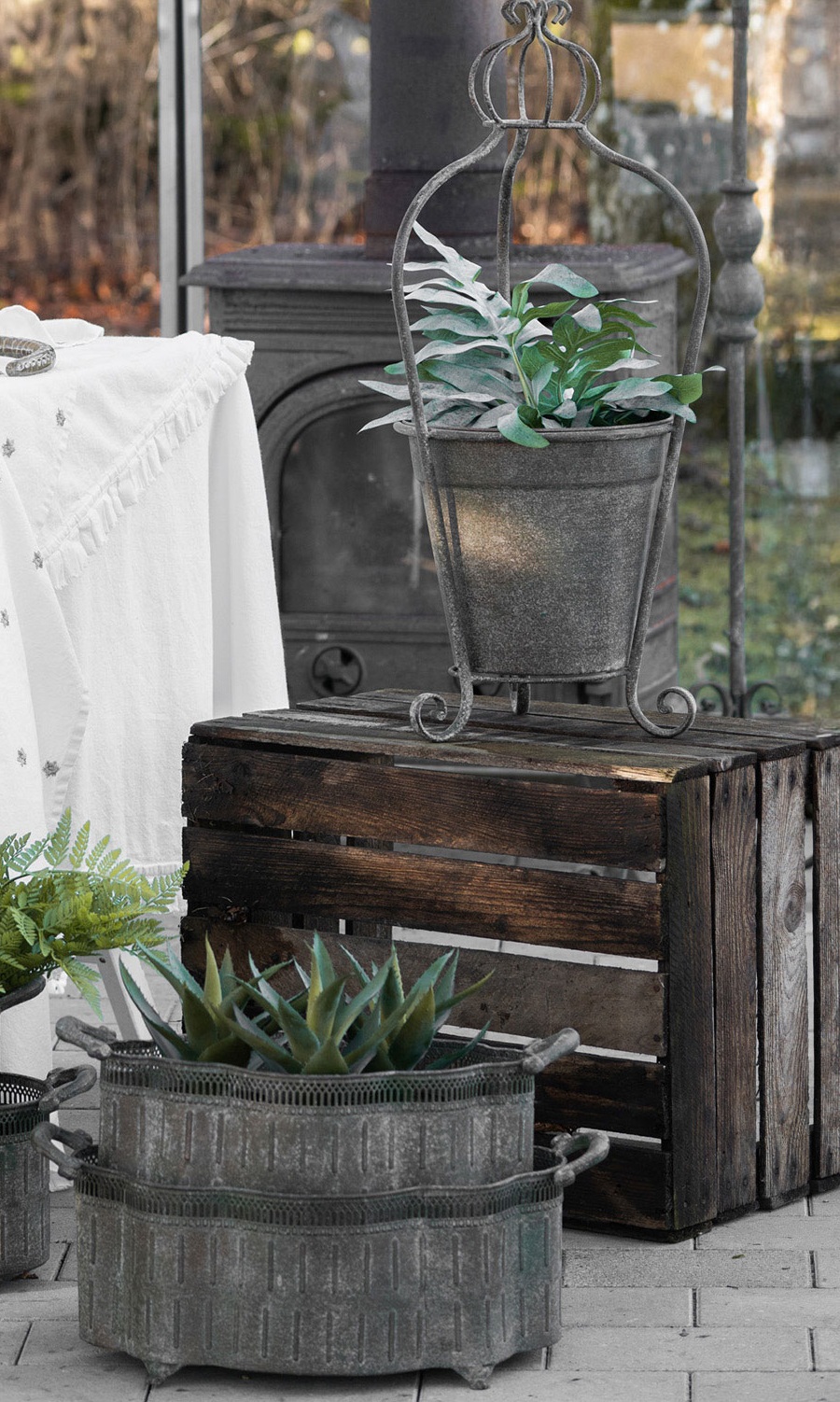 Outdoor Pot Crown Metal Green - Ø24 cm
