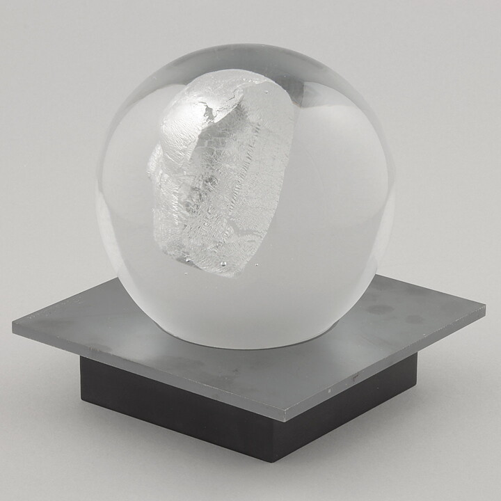 Bertil Vallien (Headman 2020) Clear Spherical Sculpture with Casted Head 14 cm (1) 