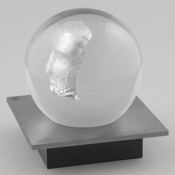 Bertil Vallien (Headman 2020) Clear Spherical Sculpture with Casted Head 14 cm (1) 