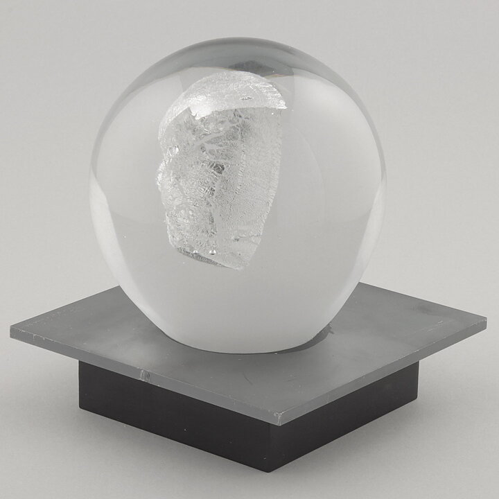 Bertil Vallien (Headman 2020) Clear Spherical Sculpture with Casted Head 14 cm (3) 