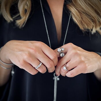 Bud to Rose Ring Brea All Crystal - Silver