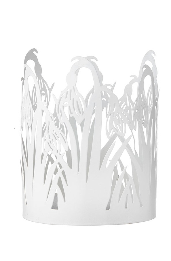 Lantern - Candle holder - Snowdrops - White - 13x10 cm - 2