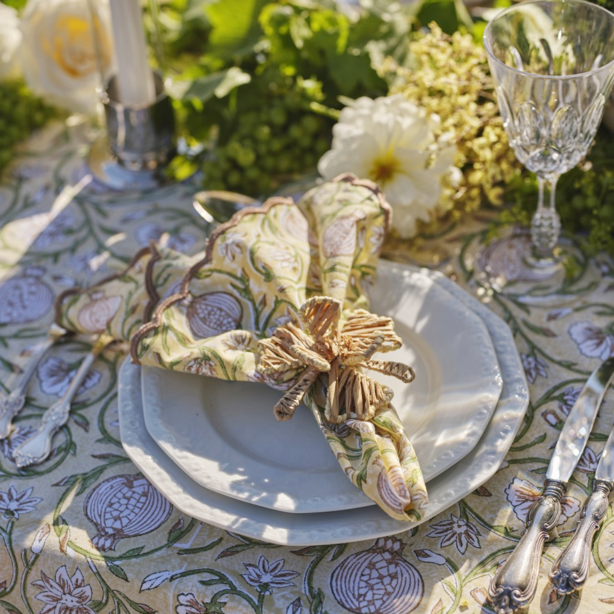 Blocktryckt sommarduk i comull från Chamois