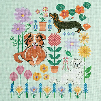 Tavla DMC 24,3 x 28,5 - Dogs in the Garden - Aida 5,5