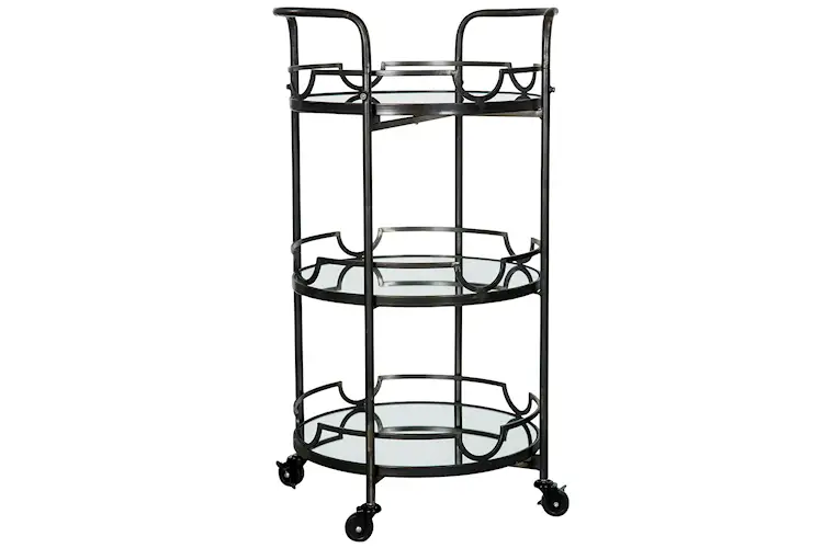 Side Table Drink Trolley Mirror Black - 90 cm - 3