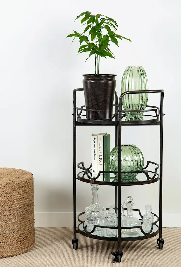 Side Table Drink Trolley Mirror Black - 90 cm - 2