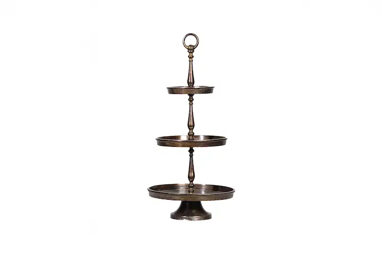 Elliot Tiered Tray, Burnished Brass - 75 cm
