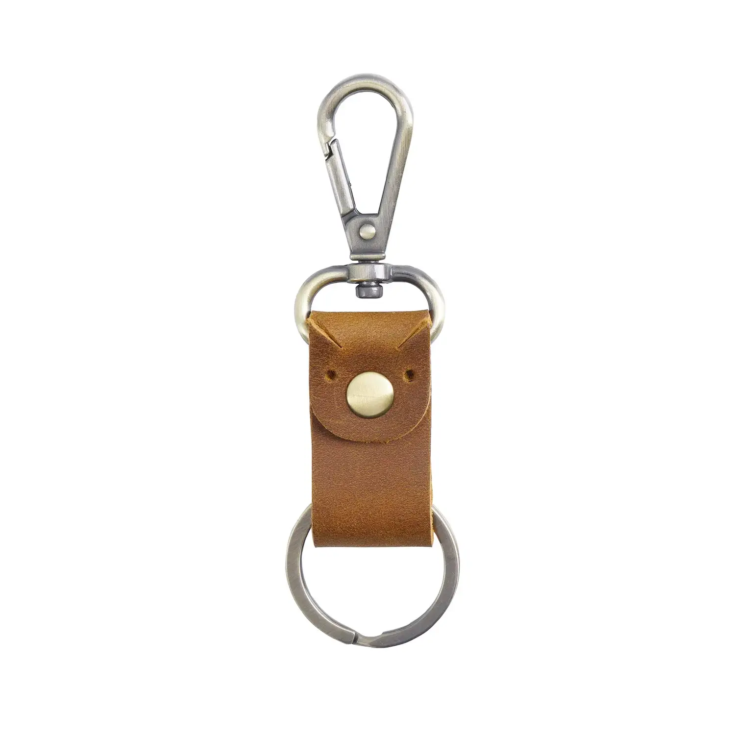Leren sleutelhanger met karabijnhaak – klassiek