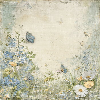 Papper Scrapbooking  Reprint -Hello Spring Butterflies and flowers -  12x12 (30,5 x 30,5 cm)