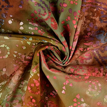 Batik Grön/Brun Poplin