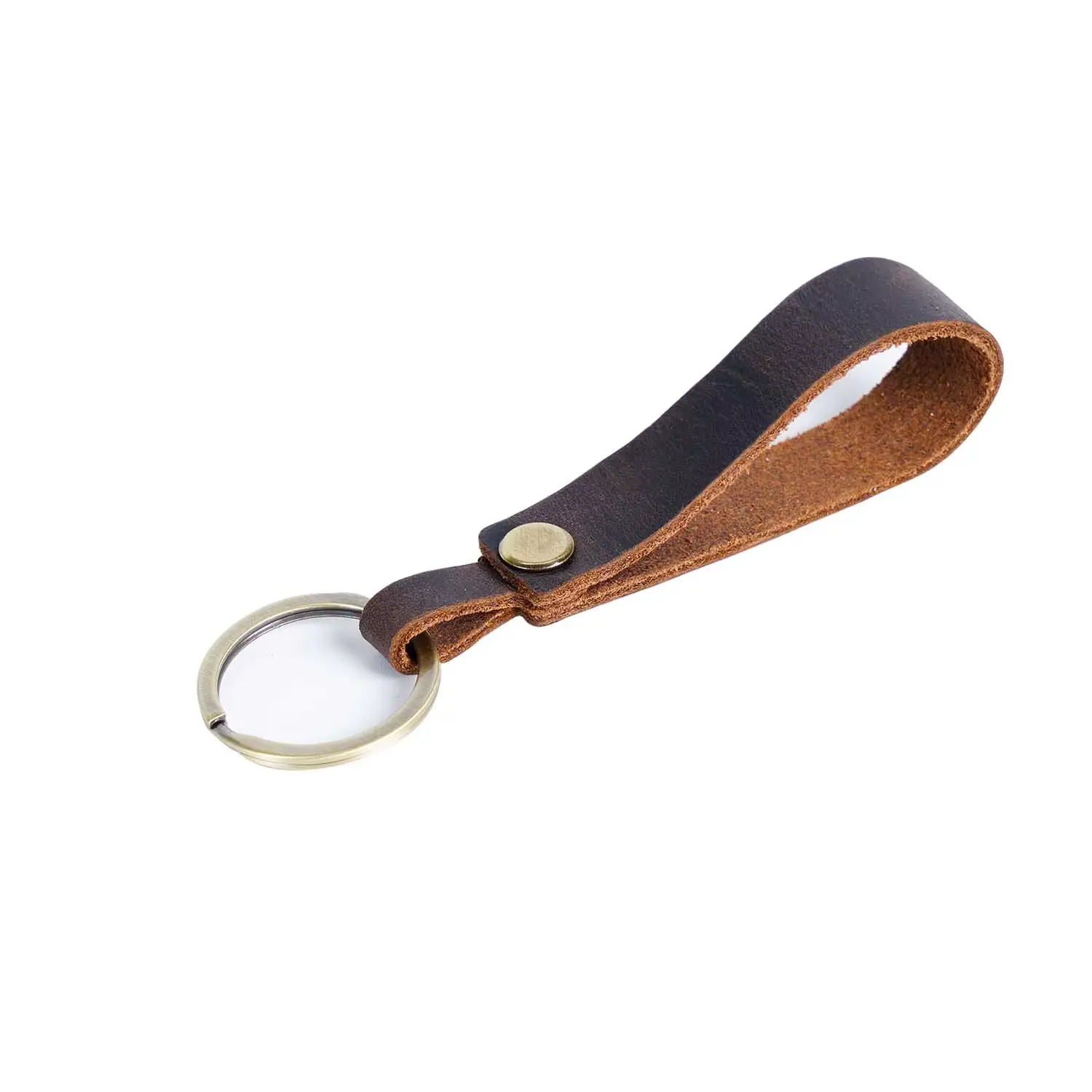 Leren sleutelhanger met band