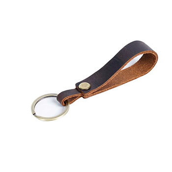 Leren sleutelhanger met band