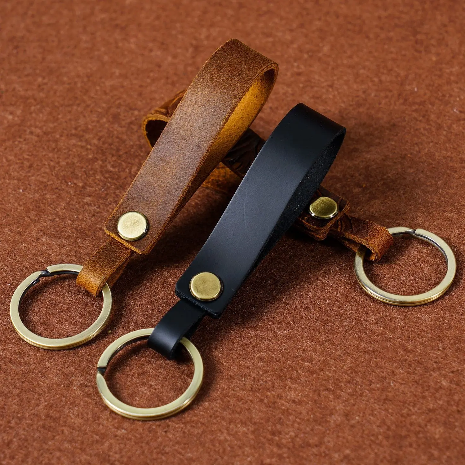 Leren sleutelhanger met band - 3