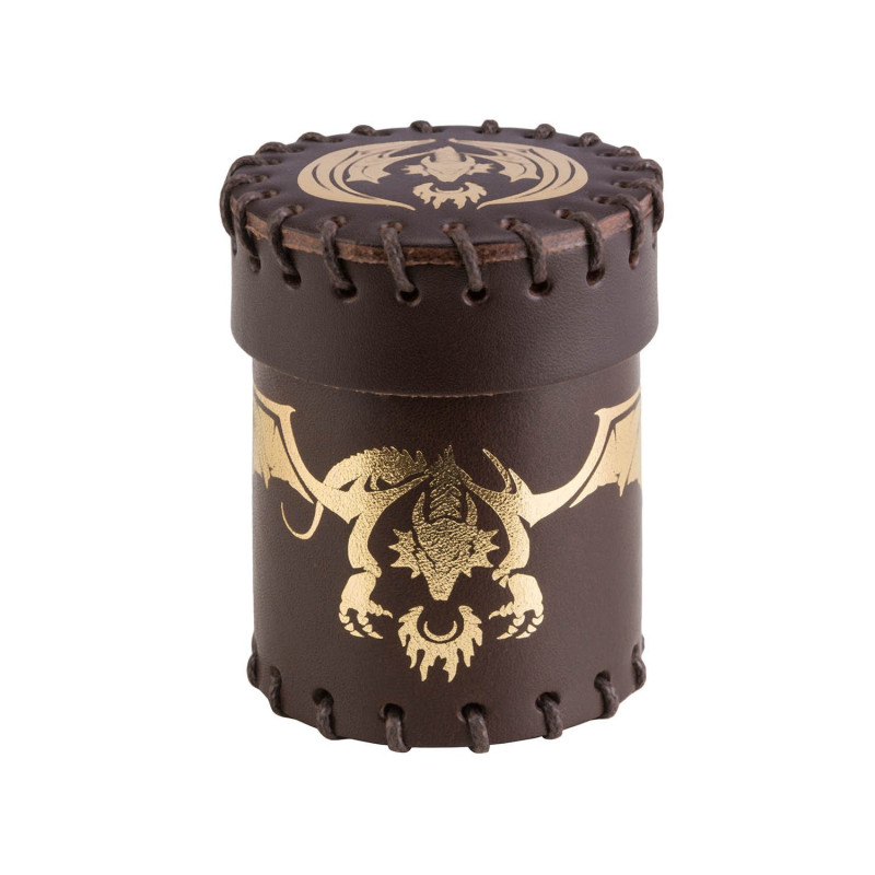 Q-workshop: Flying Dragon Brown & Golden Leather Dice Cup