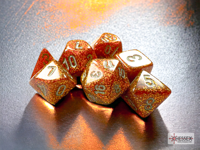 Chessex: Glitter Mini-hedral Gold/Silver 7-Die Set