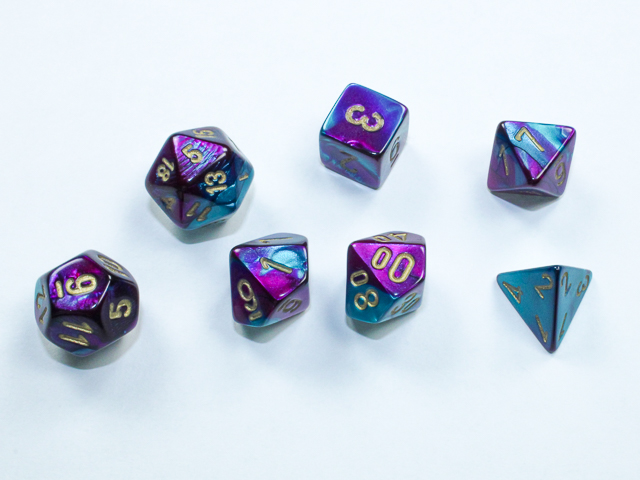 Chessex: Gemini Mini-hedral Purple-Teal/Gold 7-Die Set