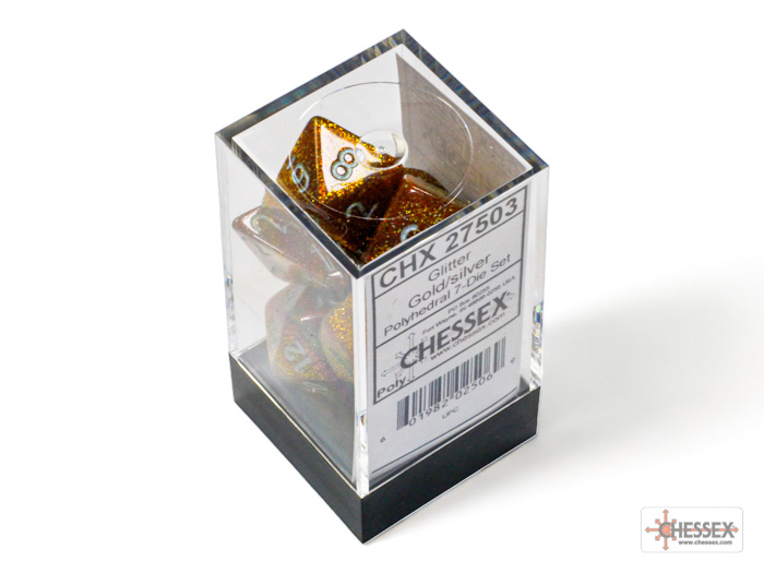 Chessex: Glitter Gold/Silver Polyhedral 7-Dice Set