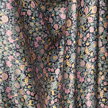 Liberty  silkes satin Palmeira - Svart m blommor