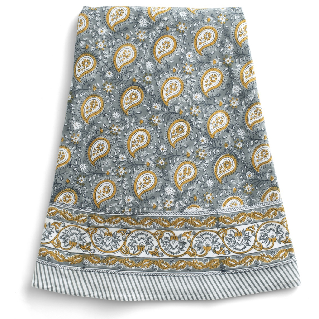Rund bomullsduk Botanique Paisley Blue & Ochre