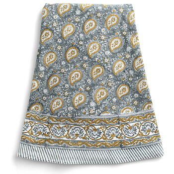 Rund bomullsduk Botanique Paisley Blue & Ochre