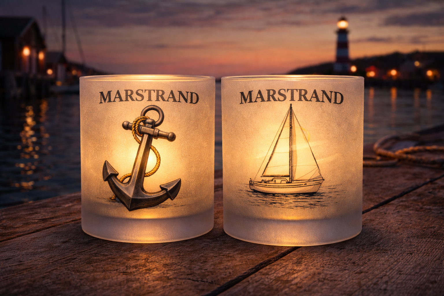 Frosted glass lantern - Anchor