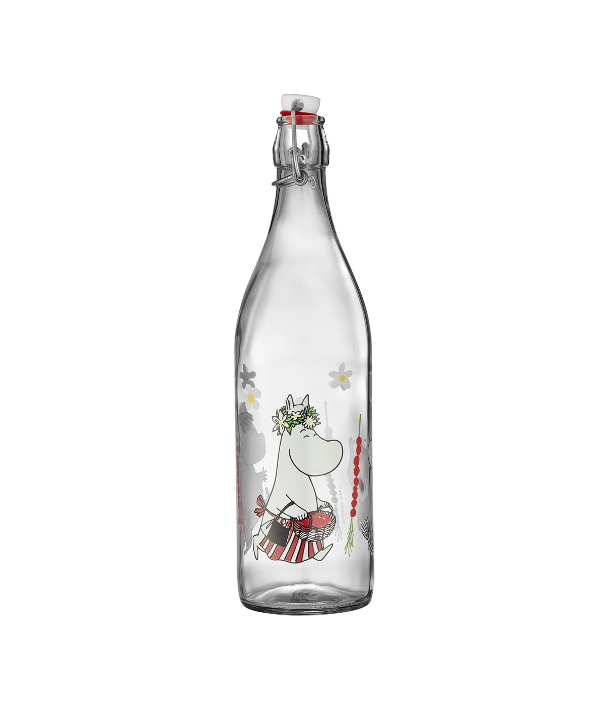 Moomin Glass Bottle with patent cork 1 L - Wild Strawberries - 2