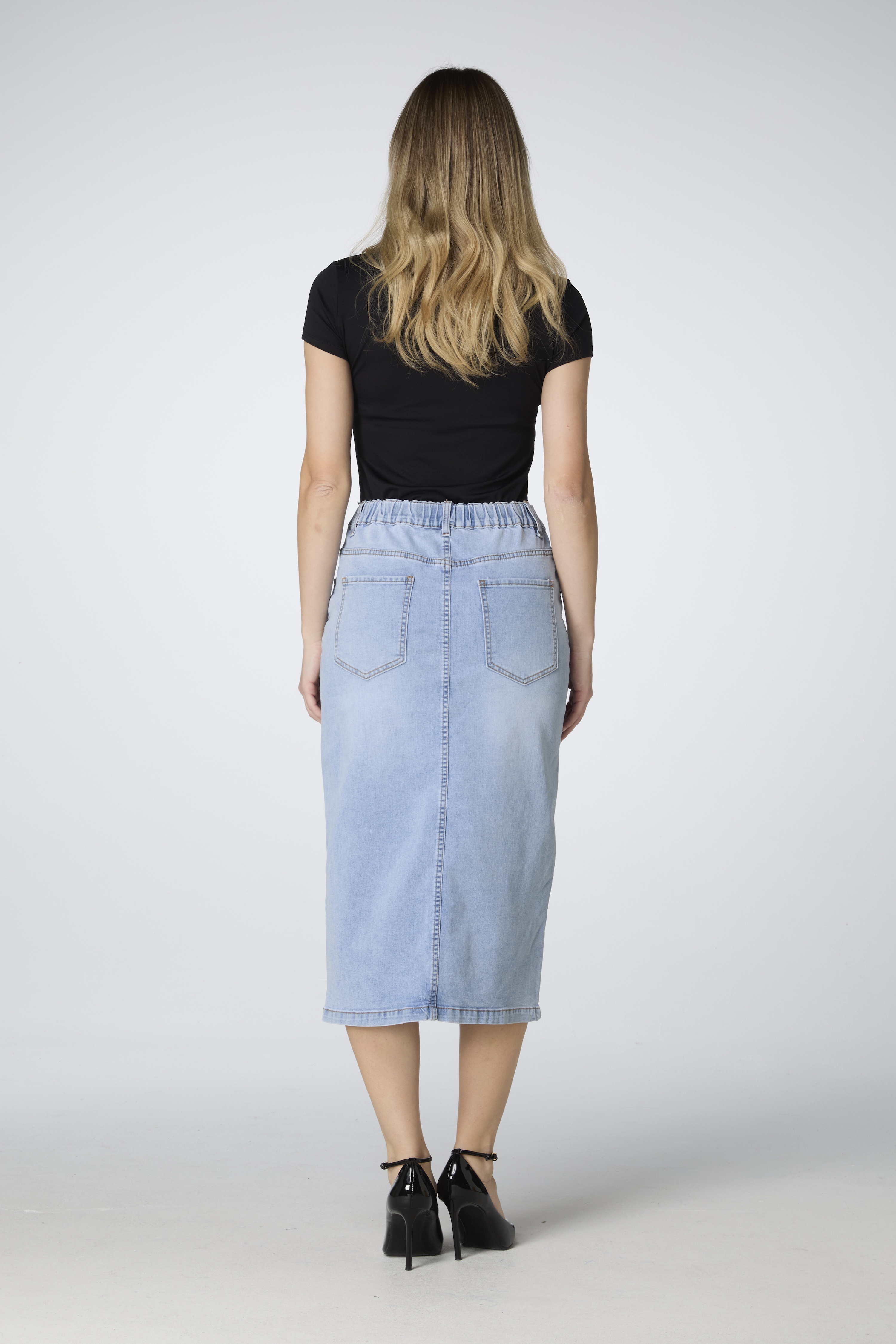 Long Denim Skirt Bleech  - 3