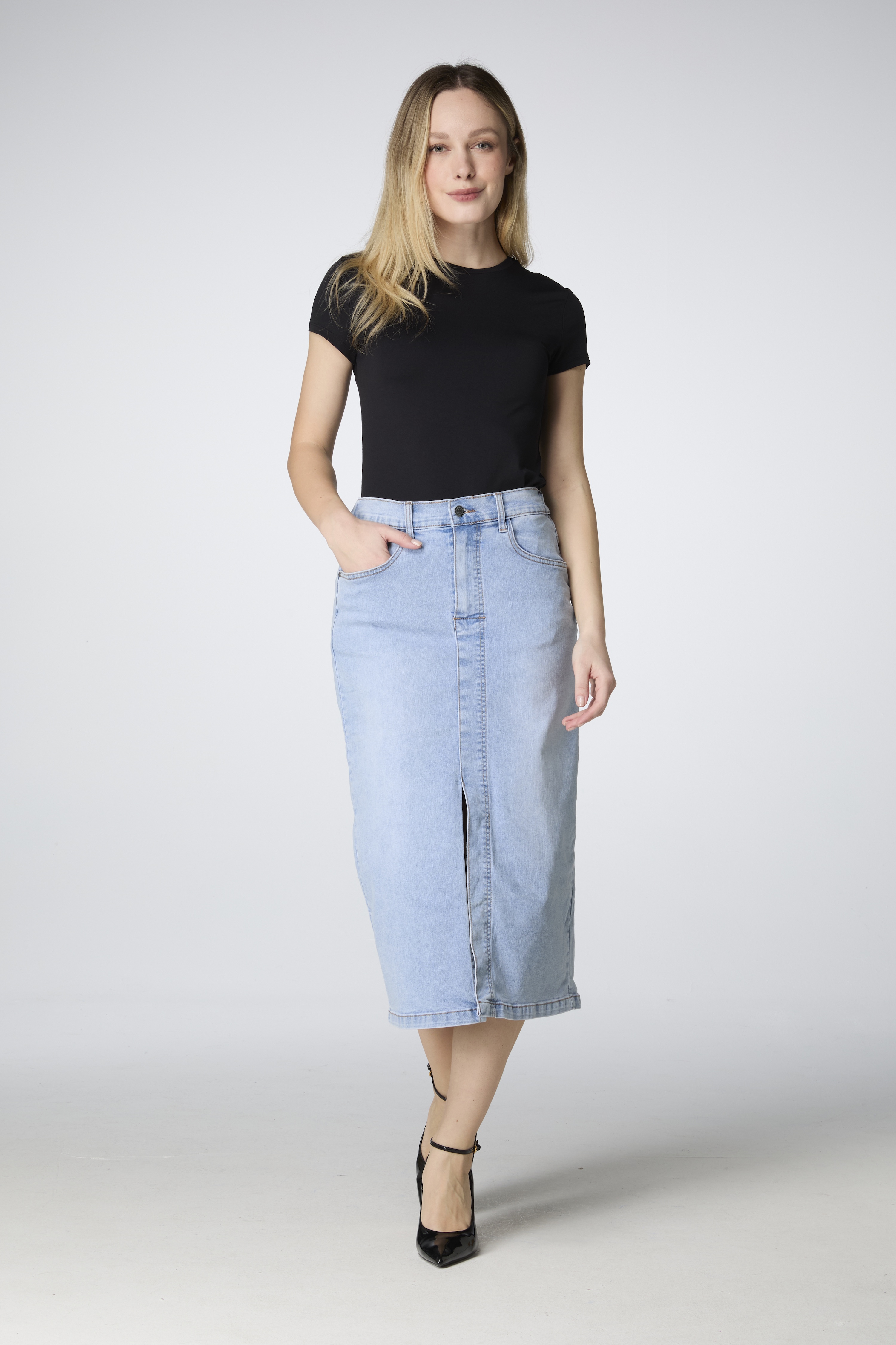 Long Denim Skirt Bleech 