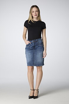 Denim Skirt 53cm Mid Blue
