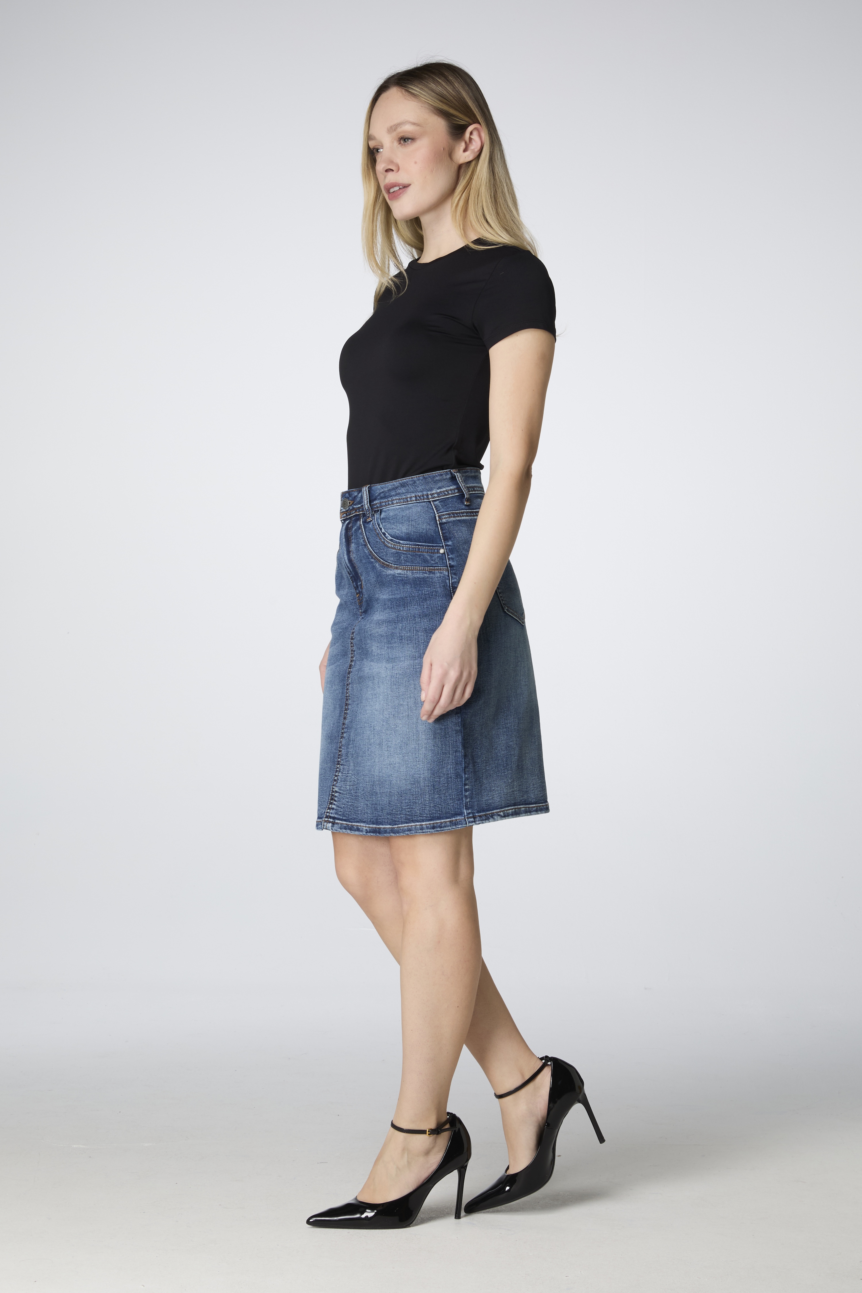 Denim Skirt 53cm Mid Blue - 2