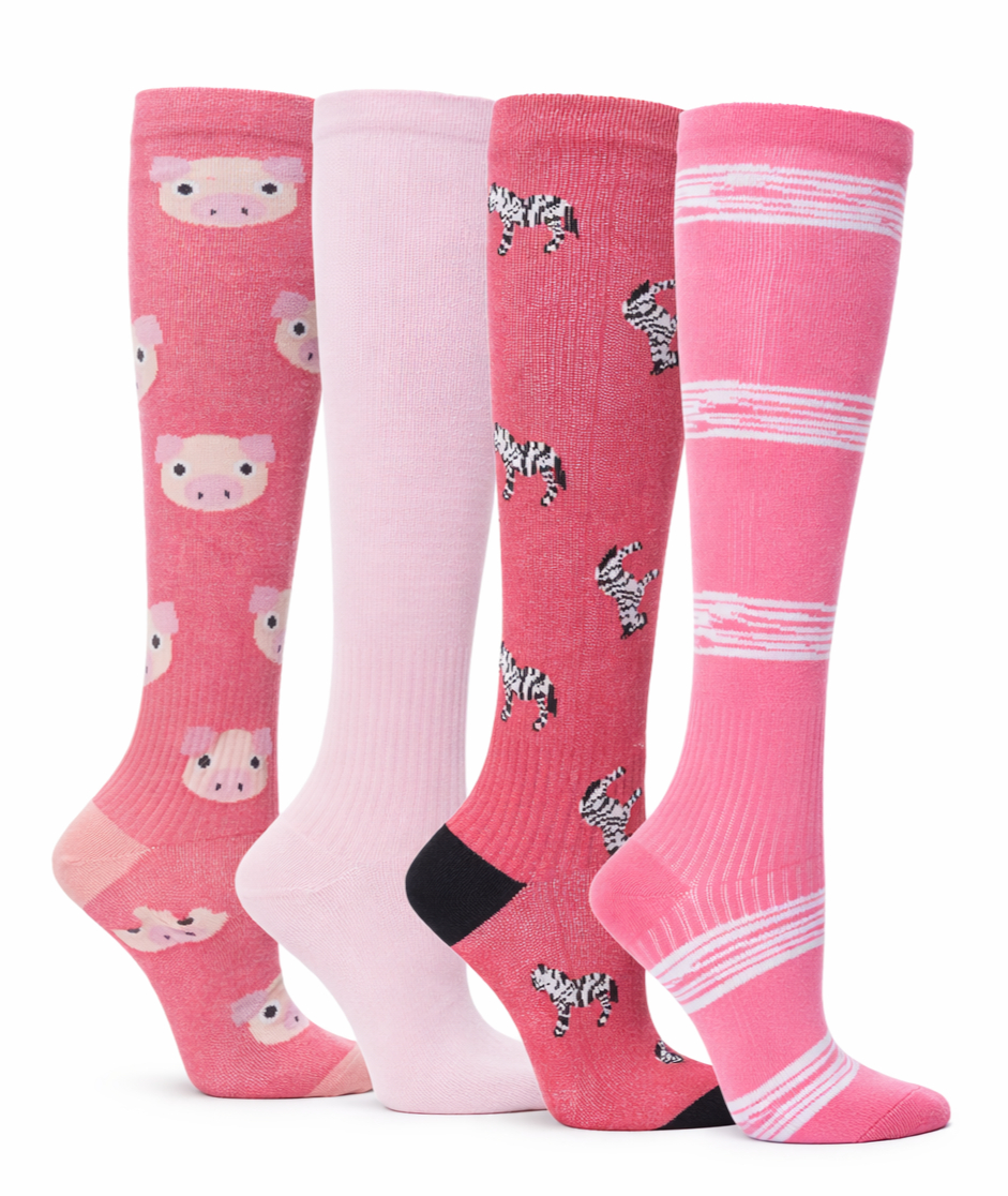 Stödstrumpor 4-pack rosa