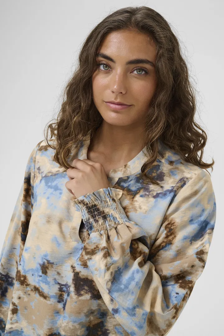 Culture Hizzy Greece LS Blouse Brown/Blue Splash - 2
