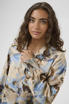 Culture Hizzy Greece LS Blouse Brown/Blue Splash