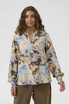 Culture Hizzy Greece LS Blouse Brown/Blue Splash