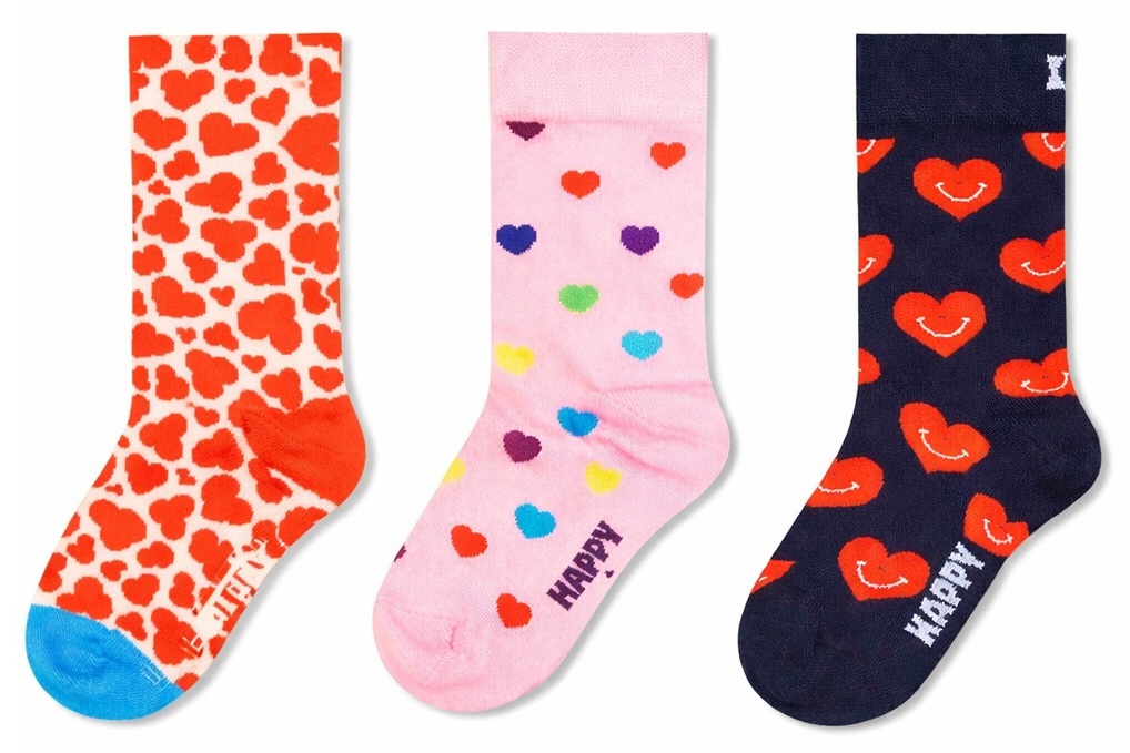 3-Pack Happy Socks Kids Heart Socks