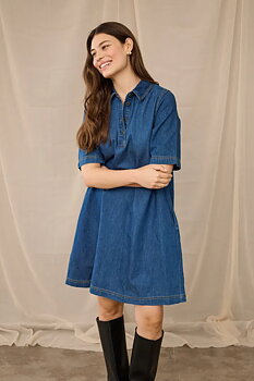 Culture Winnie Arpa Dress Dark Blue Wash