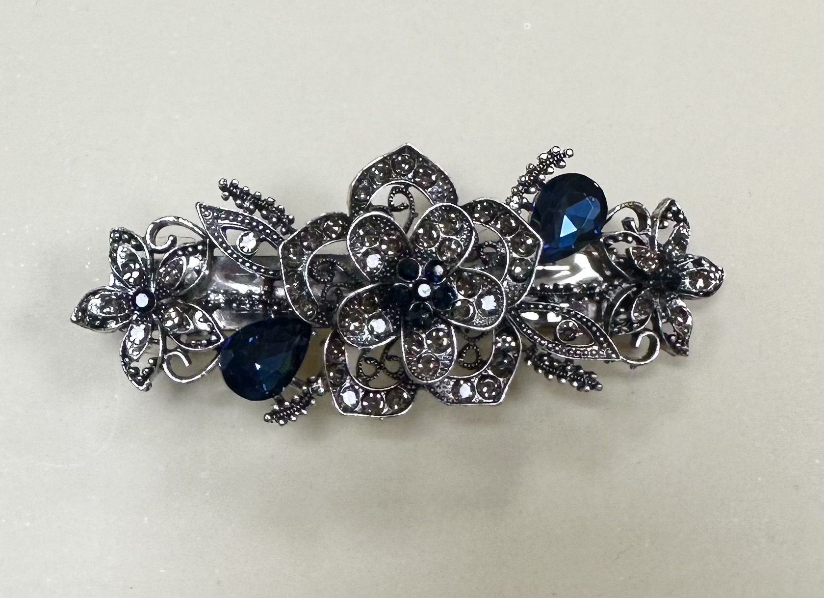 Klämma med strass- blå - 2
